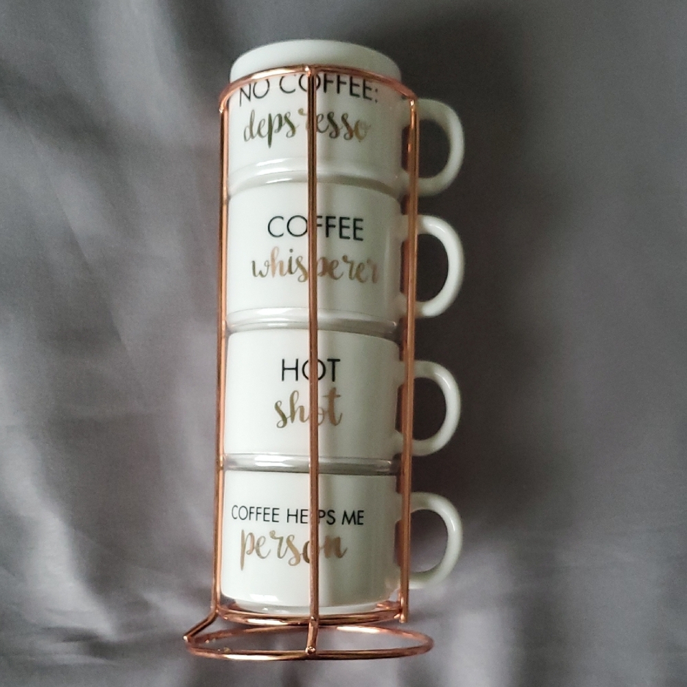 🥝 Stackable Mini Coffee Themed Mugs